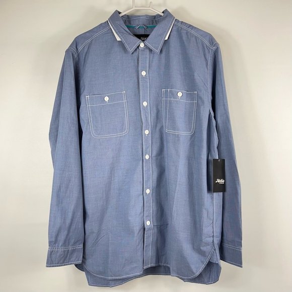 Hurley Other - Hurley Hobie Mens Button-Up Shirt Blue Long Sleeve Spread Collar Pockets XL New